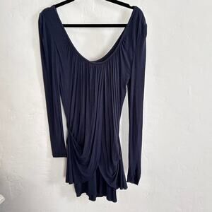 The Battalion Eco Couture Draped Bamboo Jersey Top Ink Blue XS c.2006